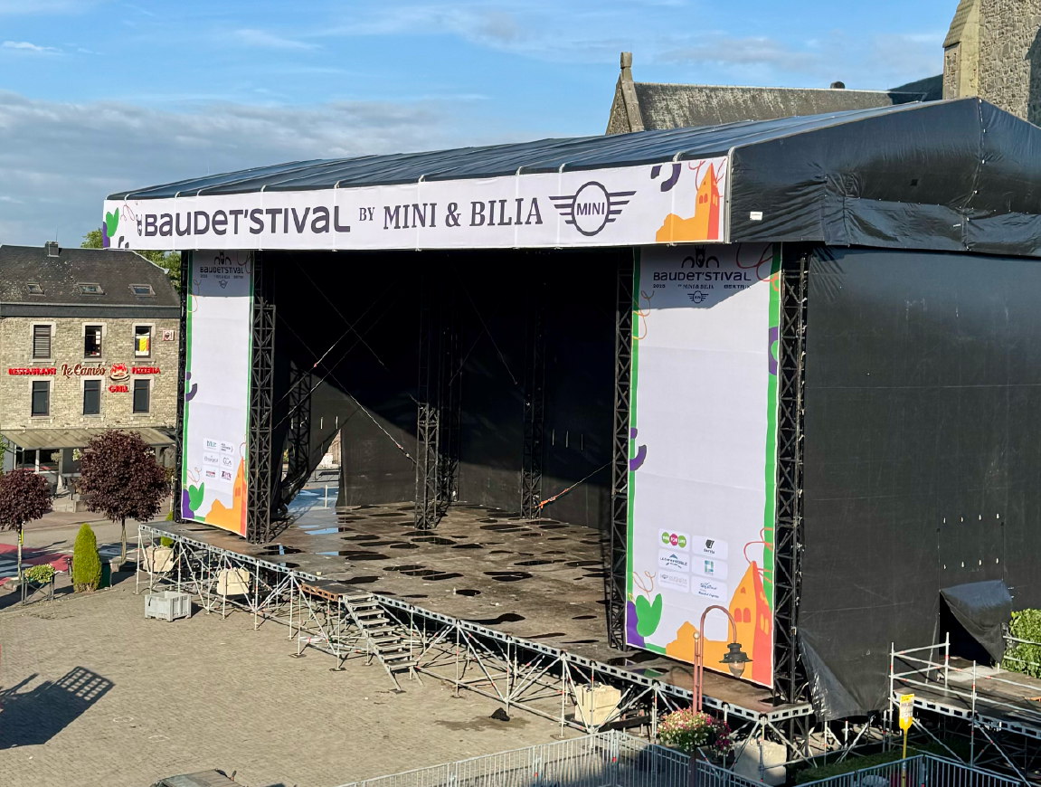 Baudet'stival - Réalisation bâche scêne Jeune Pousse Bertrix